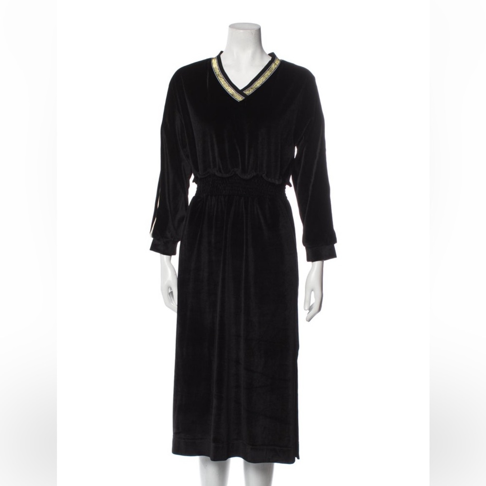 BURU V Neck Velvet MIDI Dress NWOT